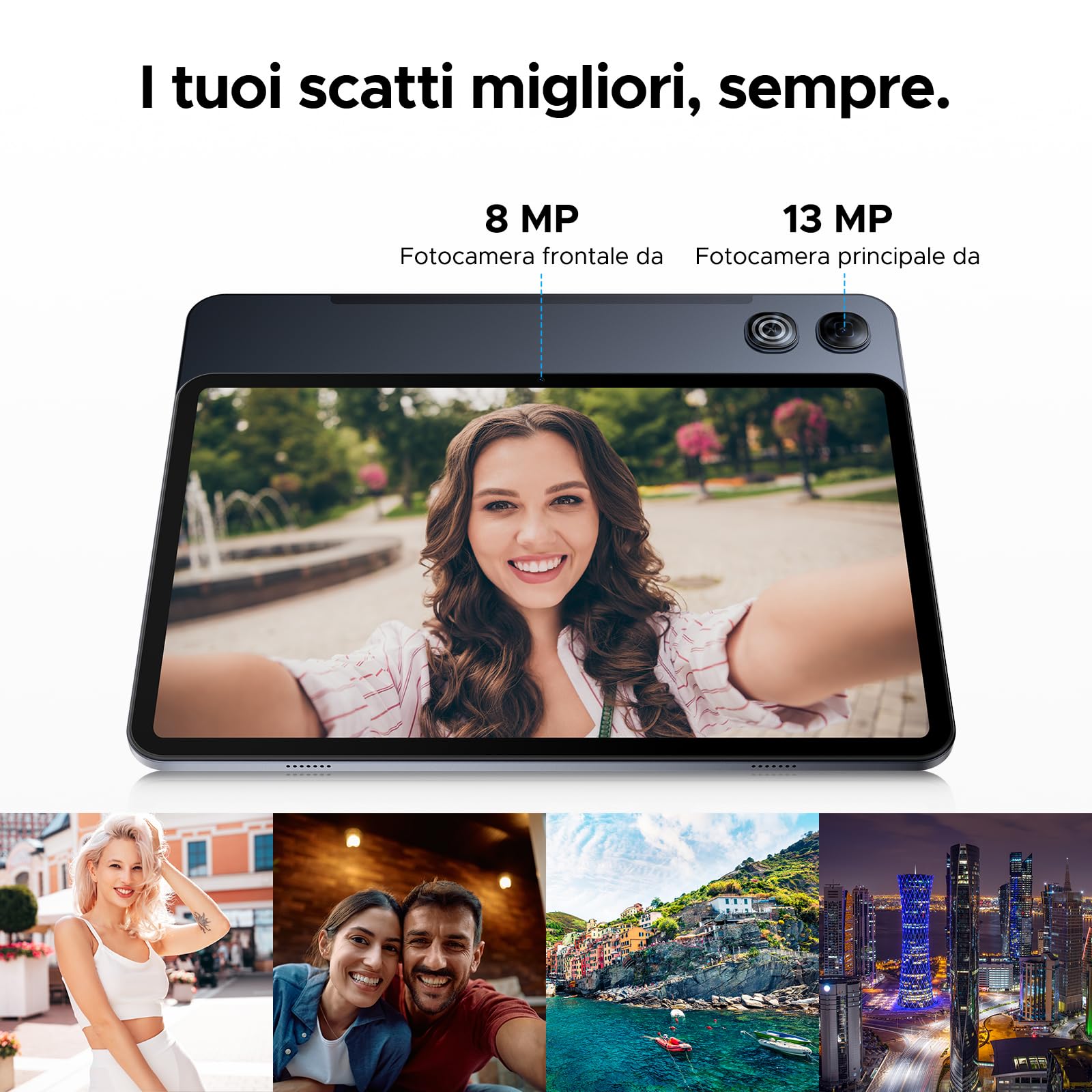 P13 Tablet 13 Pollici Android 16 e Gemini AI, 2.4K/120Hz, 48GB RAM+128GB ROM/2TB TF, 12000mAh/18W, T7280 Octa-Core, 13MP, Face ID/WiFi5/GPS/OTG, Tablet con Tastiera e Penna, Grigio