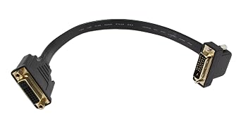 DVI Extension Cable, 1FT Flat Slim DVI-D Dual Link 24+1 Digital Video 90 Degree Angle Male to DVI Female Extension Cable