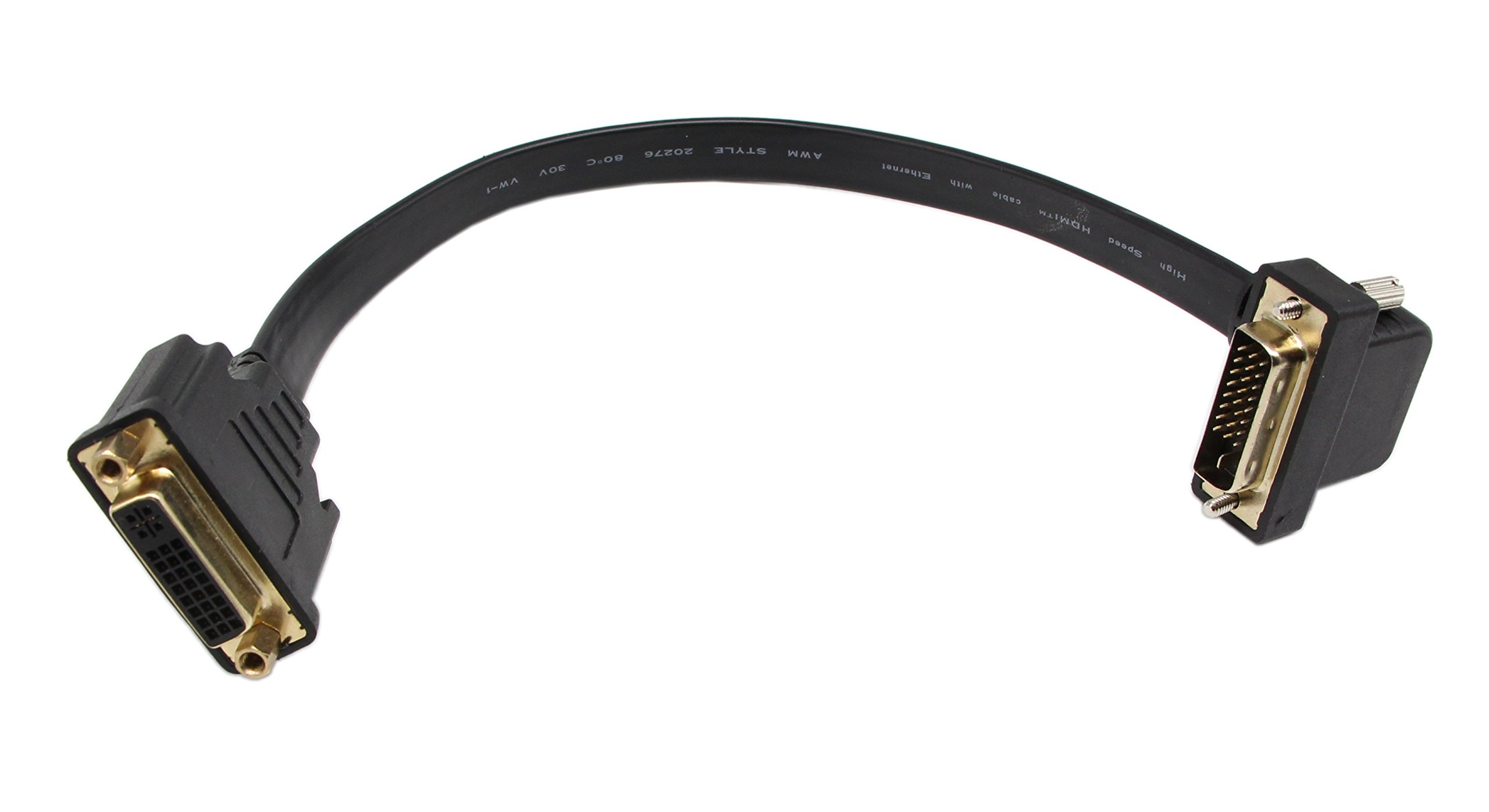 Cavo prolunga DVI, 0,3 m piatto Slim DVI-D Dual Link 24 + 1 video digitale angolo 90 gradi maschio a DVI femmina cavo di prolunga