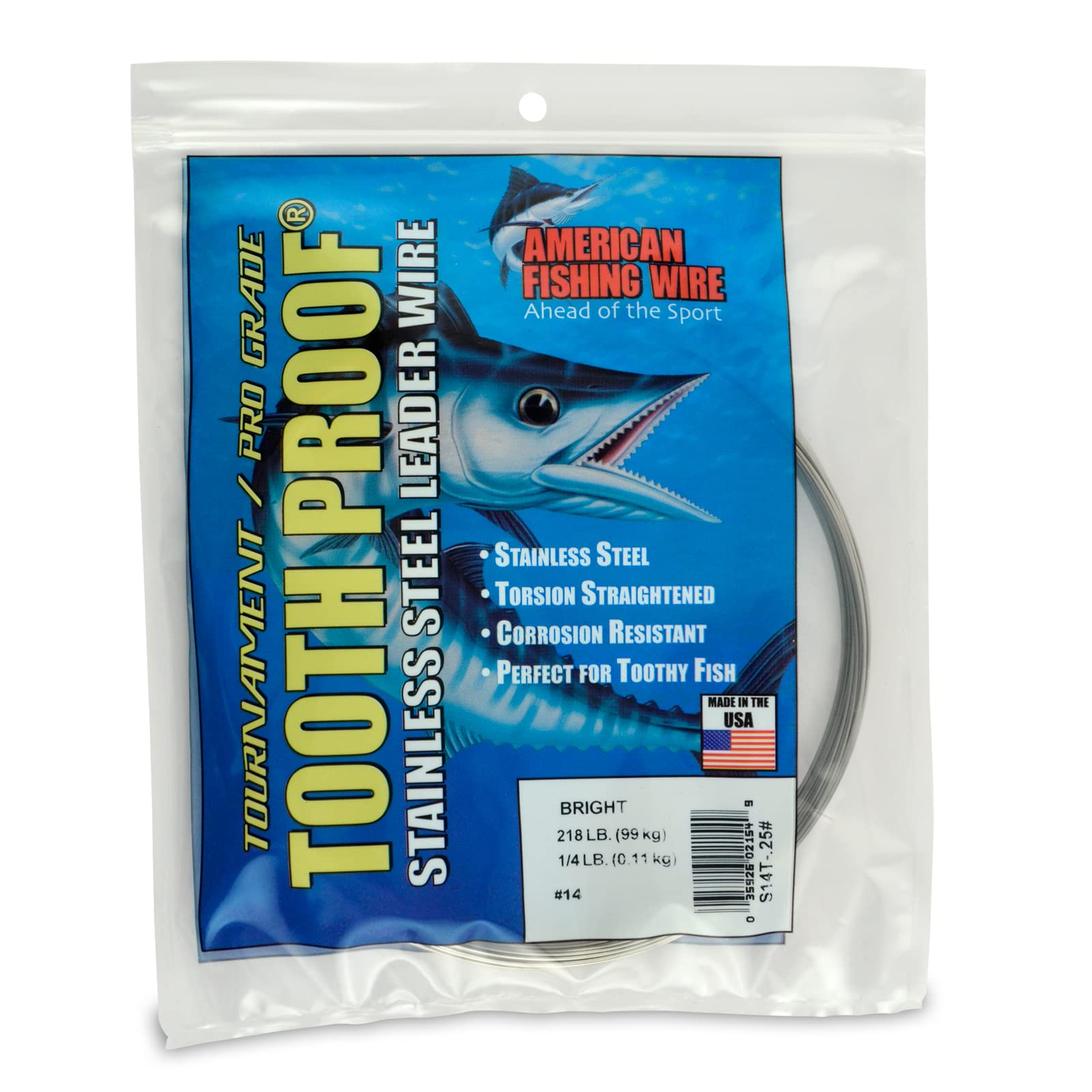 AFW Tooth Proof Fishing Wire Single Strand Leader, Bright and Camo