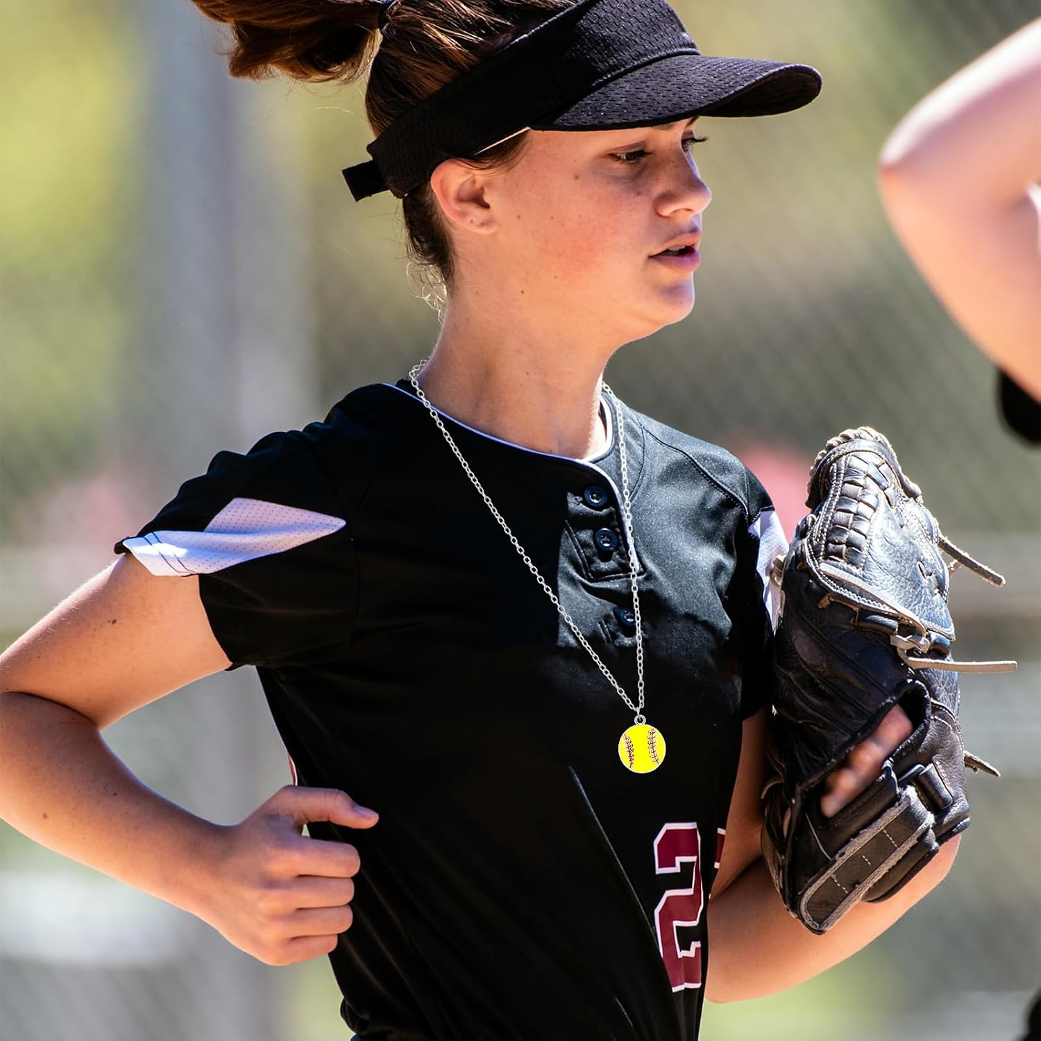 Ecation 24 Pcs Softball Sports Necklace Jewelry Softball Chain Accessories Fans Gift for Team Player Lovers Party Favors