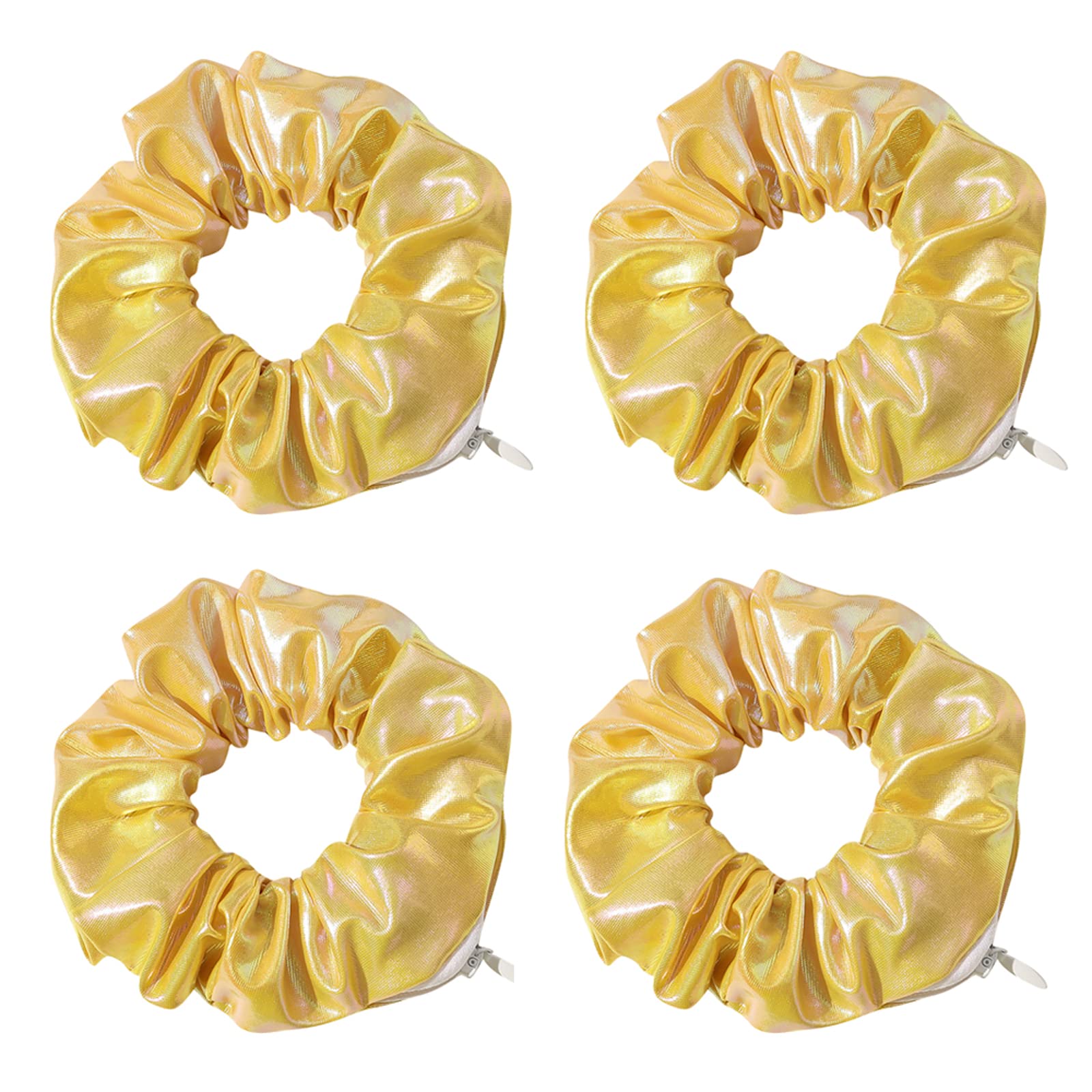 Otyou 4 Pack PU Leather or Cloth Pocket Scrunchies with Zipper Stash Scrunchy Hair Ties Hide Jewelry Keys Purse Hair Scrunchies for Girls Cheer