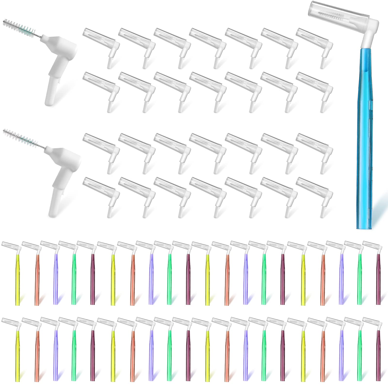 100 Pcs Braces Brush for Cleaner Interdental Brush Toothpick with Refill Heads Micro Tight Dental Picks for Teeth Cleaning Disposable Toothbrush Flossing Oral Braces Toothbrush (Multicolor)