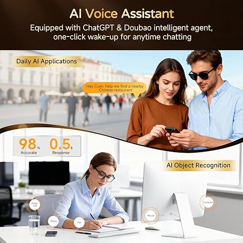 Miniatura 6 de Lentes inteligentes AI con cámara y audio, resolución de 8 MP 1080P grabación de video HD, compatible con foto/video/audio, asistente de