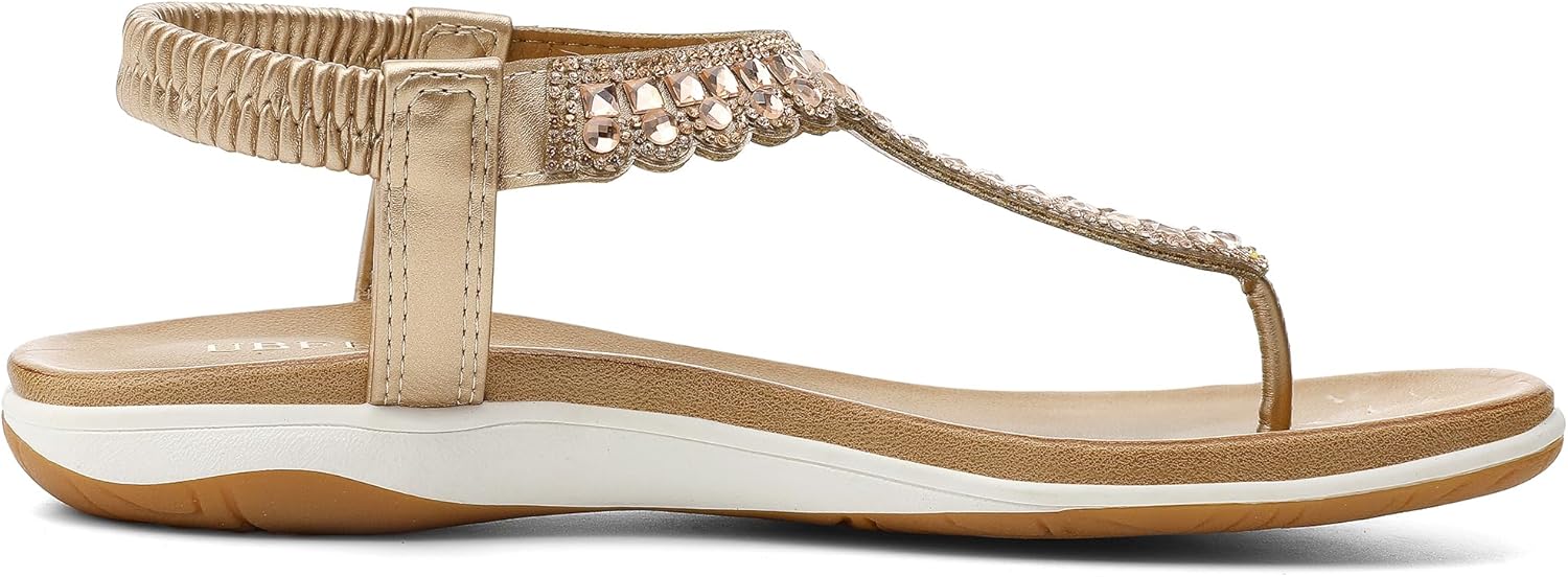 UBFEN Womens Flat Sandals Dress Braided T-Strap Thong Sandals with Arch Support Comfortable for Walking - Image 3