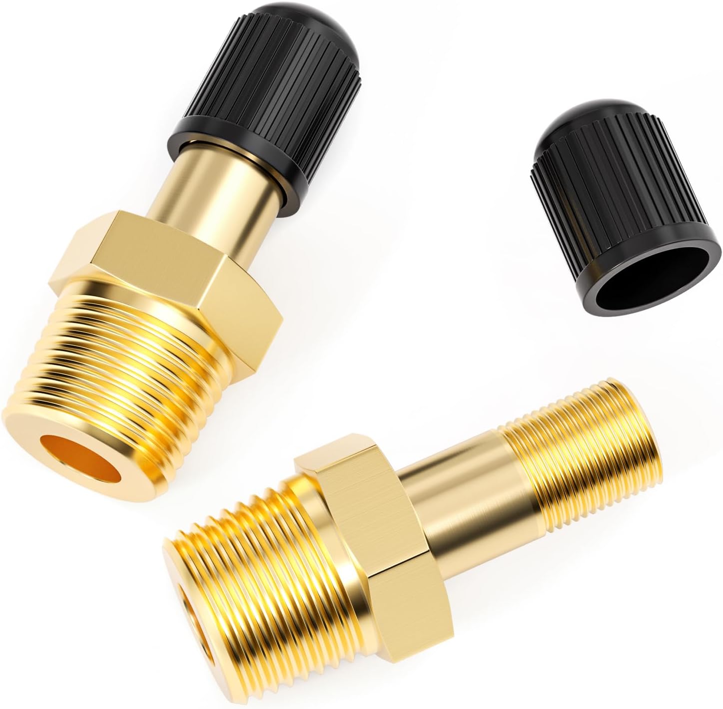 GASHER 2PCS 1/4" NPT Tank Valve Anti-Corrosion Brass Schrader Valve, Using with Air Compressor Tanks