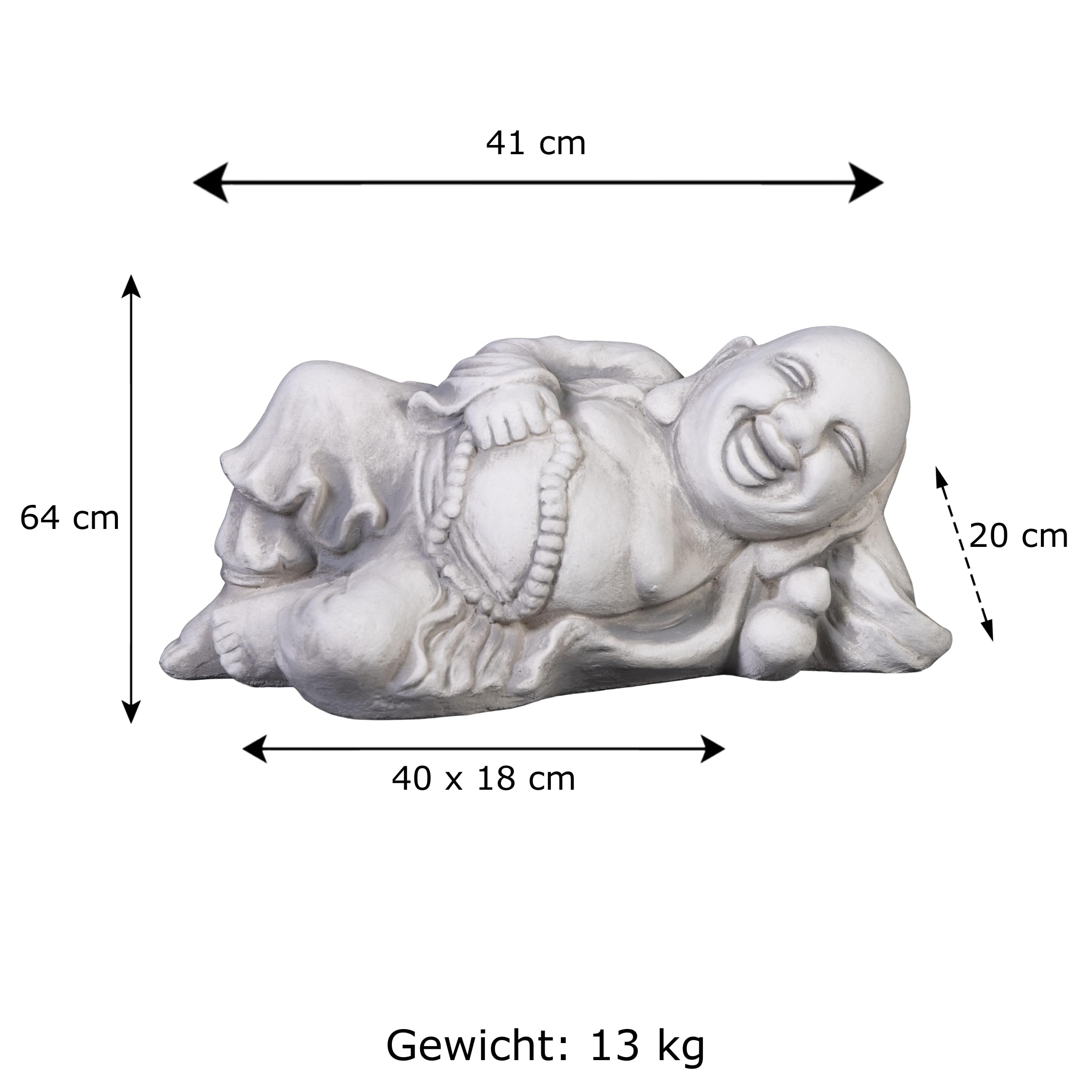 gartendekoparadies.de Lachende Buddha Statue aus Steinguss, Grau, Frostsicher, H. 18 cm, 14 kg, für Außenbereich