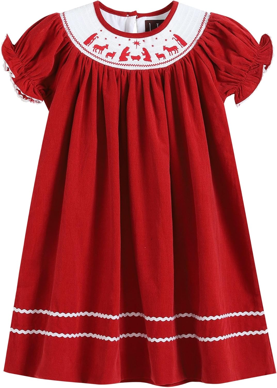 Lil cactus Baby and Girls Christmas Smocked Bishop Dress
