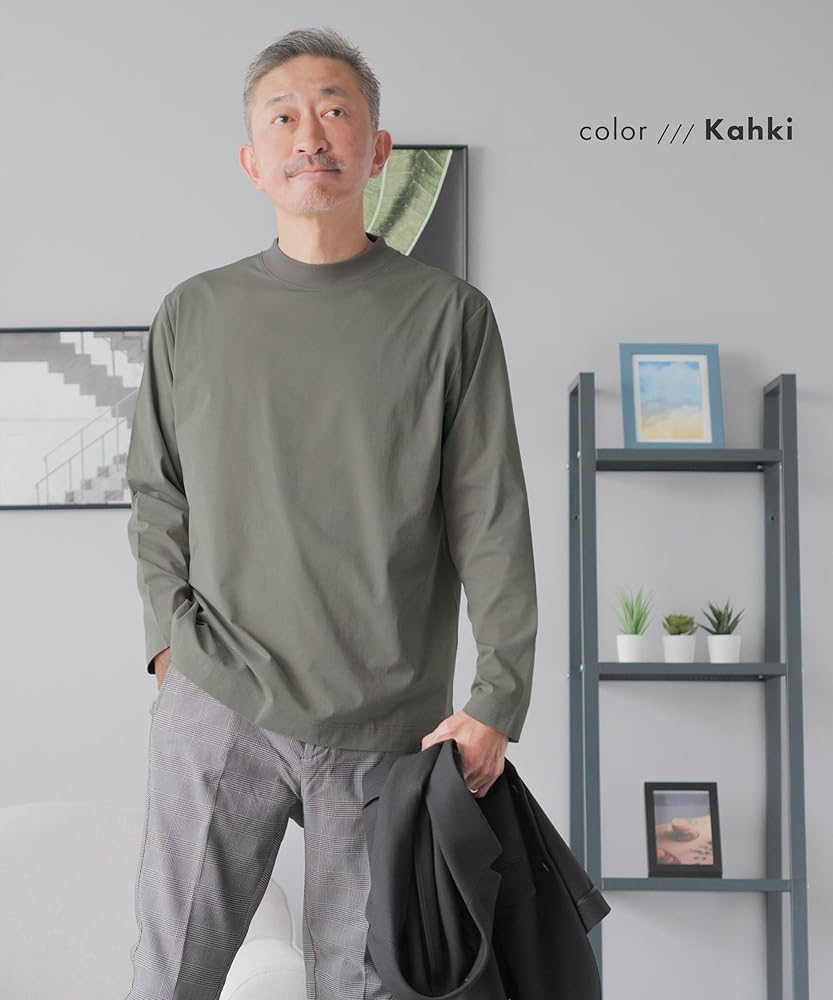 Amazon | [NEVEREND] Tシャツ メンズ 長袖 モックネック ジャケット