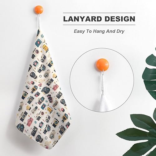 Miniatura 5 de Decorative Hand Towels for Bathroom - Retro Camera Print Soft Absorbent Small Bath Hand Towels for Kitchen, Farmhouse, Spa, Hotel, Guest Tea and