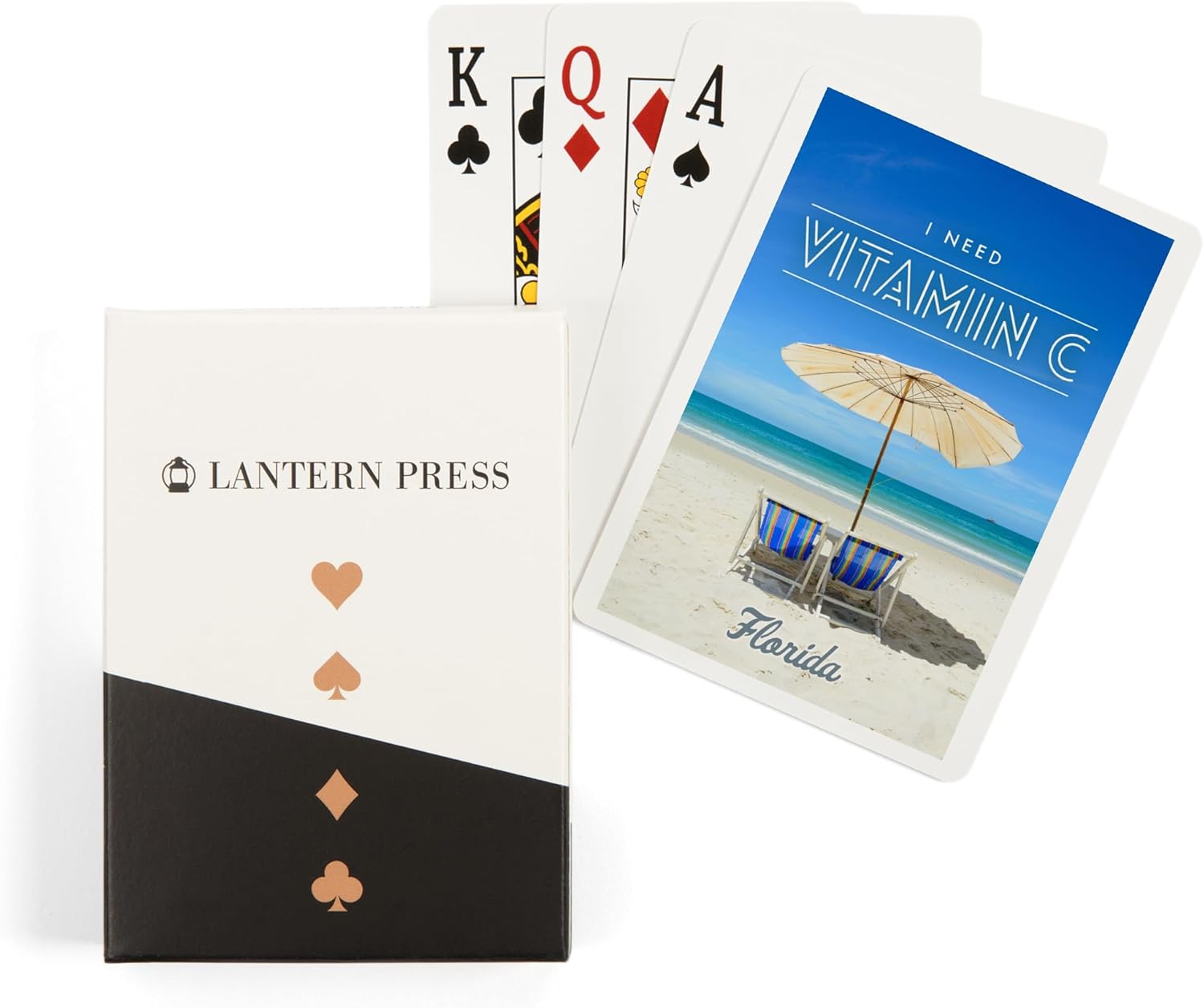 Lantern Press Florida, I Need Vitamin C, Beach Chairs and Umbrella, 52 Playing Cards for Adults, Poker Size Card Deck