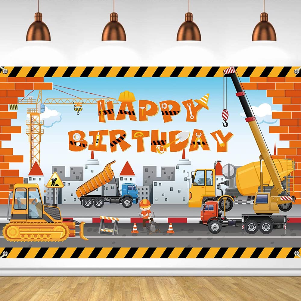 Kindergeburtstag Dekoration: Digger-Baustellen Hintergrund Für Mottoparty – 1,5x0,9m Vinyl-Banner Für Drinnen & Draußen
