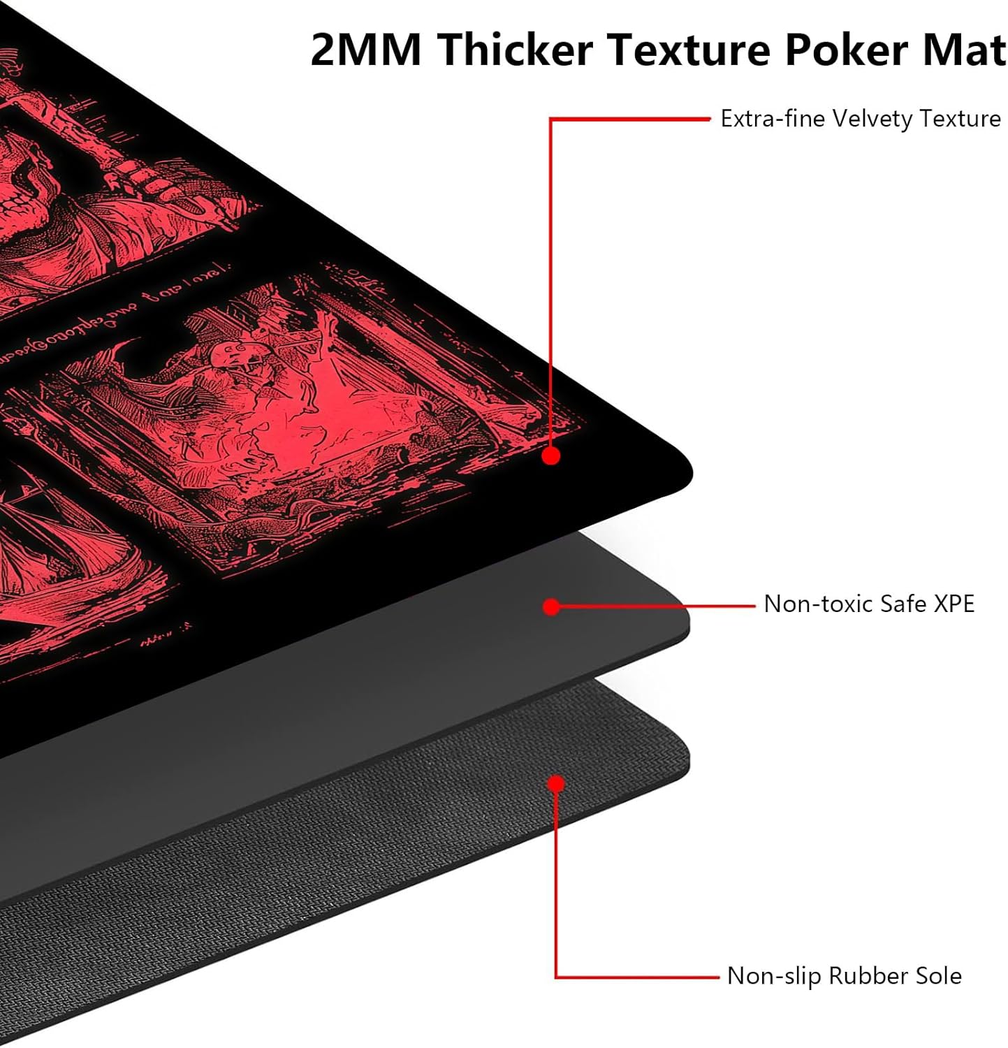for MTG Playmat 24" x 14" with High Elastic Rubber Base Non-Slip Rubber Sole HD Printing for TCG Mat Magic Playmats MTG Game Mat, Red Eyes Demon Ship Skeleton