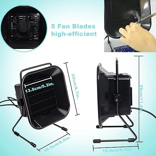 Miniatura 5 de Extractor de humos de soldadura ajustable con 6 filtros de carbono activo, 110 V, 30 W, 493, de hierro de soldadura, extractor de humos, ventilador