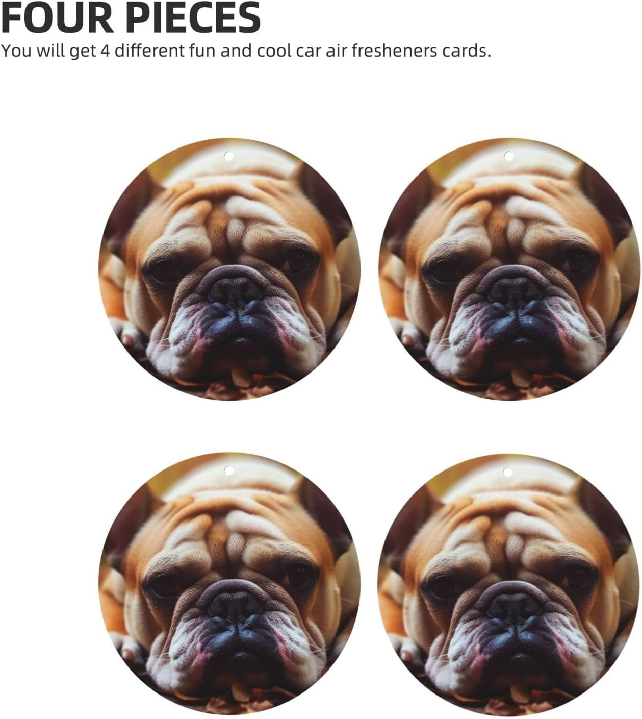 Car Air Fresheners Cards Set of 4 Pieces,Bulldog on The Ground Mirror Pendant Hanging Scented Cards for Wardrobe Bathroom Long-Lasting Auto Aromatherapy Tablets Gifts Car Rearview image 2