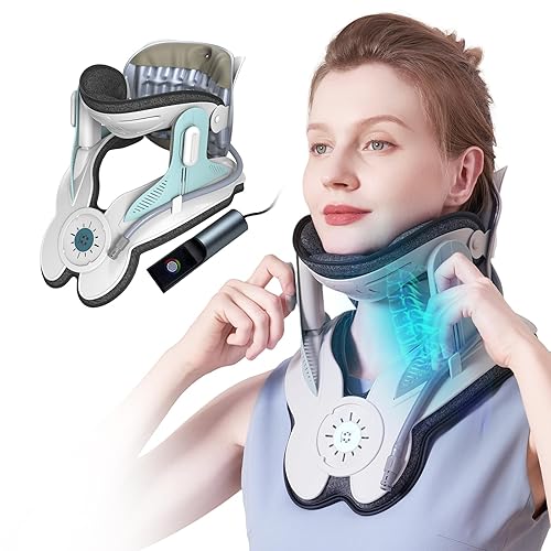 Dispositivo de tracción cervical para el cuello, dispositivo de tracción de cuello ajustable, 8 bolsas de aire integradas, bomba de aire eléctrica