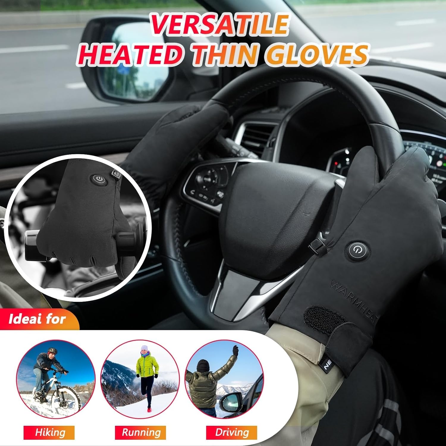 Heated Gloves for Men Women, Upgraded Rechargeable Winter Work Sports Gloves, Touchscreen-Friendly, Rapid Heat