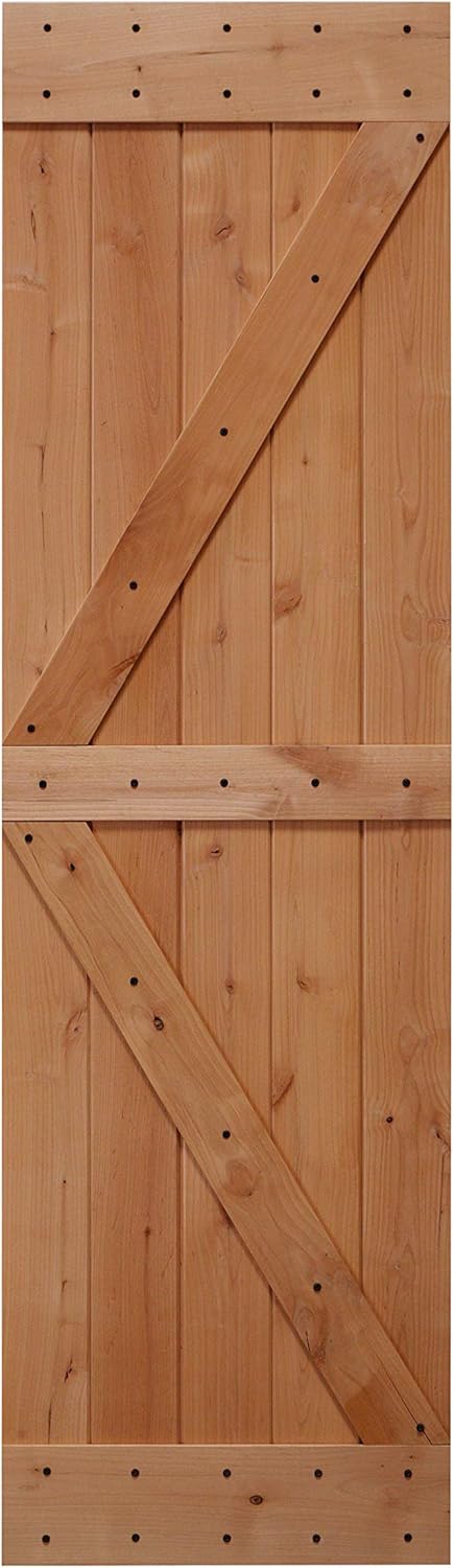 LUBANN 42 in. x 84 in. Rustic Z-Brace Hardwood Barn Door Unfinished Knotty Alder Solid Wood Barn Door Slab