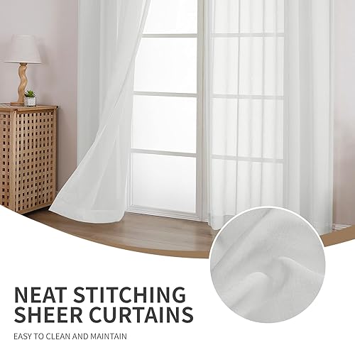 Miniatura 2 de CUCRAF Paneles de cortinas traslúcidas para sala de estar, dormitorio, tratamiento de semi ventana, bolsillo para barra, (54 pulgadas de ancho x 72