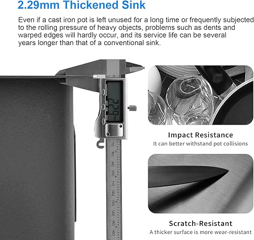 Miniatura 69 de PEPO - Fregadero de cocina de 21 x 18 pulgadas, fregadero de cocina pequeño de acero inoxidable de calibre 16, fregadero de cocina pequeño cuadrado