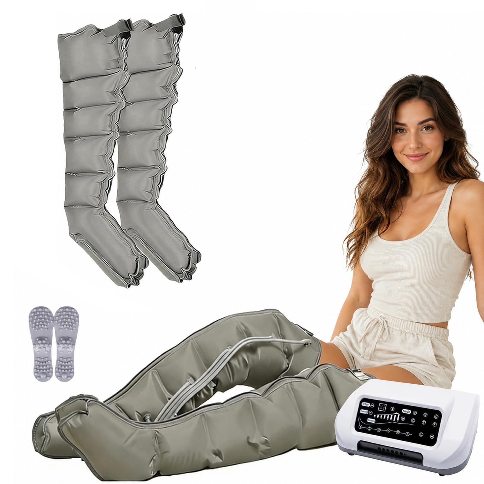 LYJIANGXIN 6 Cavity Pressotherapy Air Compression Leg Foot Massager, L/XL Compression Boots Lipedema Legs Treatment, Calf Massagers for Pain and Circulation, Pressotherapy and Lymphatic Drainage