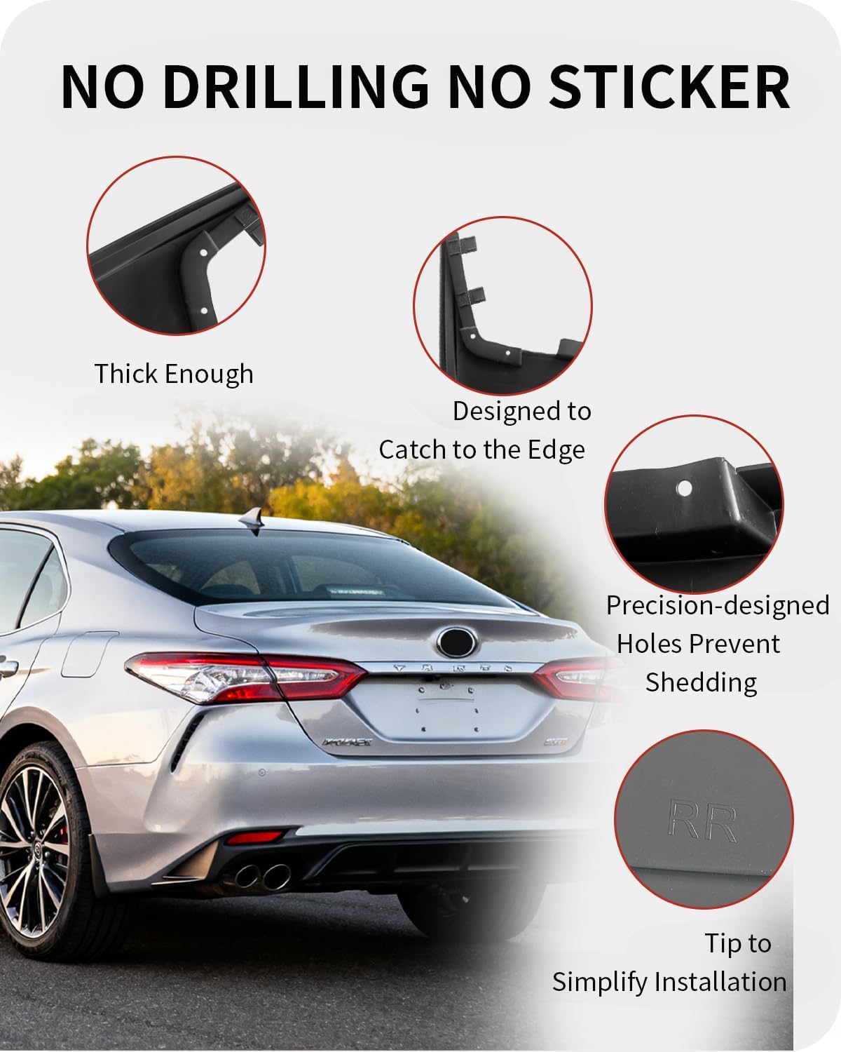 Mud Flaps for 2018-2022 Toyota SE XSE Camry Sport, 4PCS Splash Guards, Precision Fit, Direct Installation