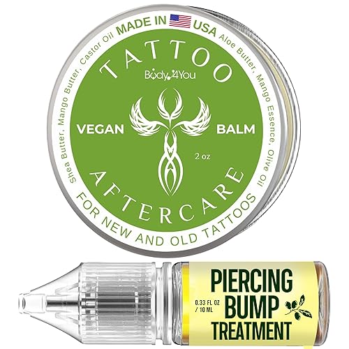 BodyJ4You Paquete de cuidado posterior de 2 piezas de bálsamo para tatuajes, hidratante de bálsamo curativo, cuidado de la piel entintada, solución
