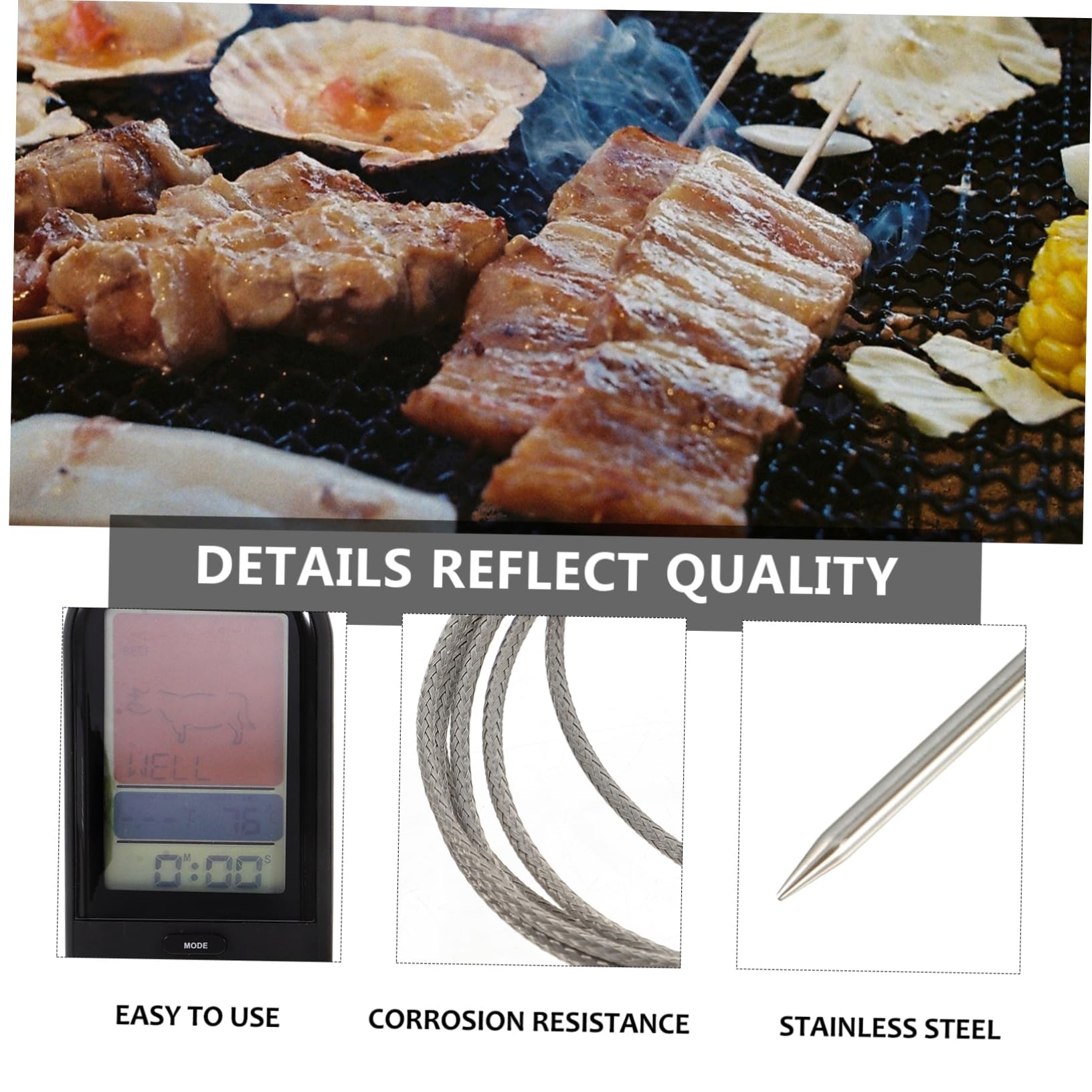 ABOOFAN Termometro Digitale Wireless Per e Bbq Con Display Lcd Monitoraggio Remoto Metri Allerta Di Cottura e Temperatura Preimpostata Per Forno