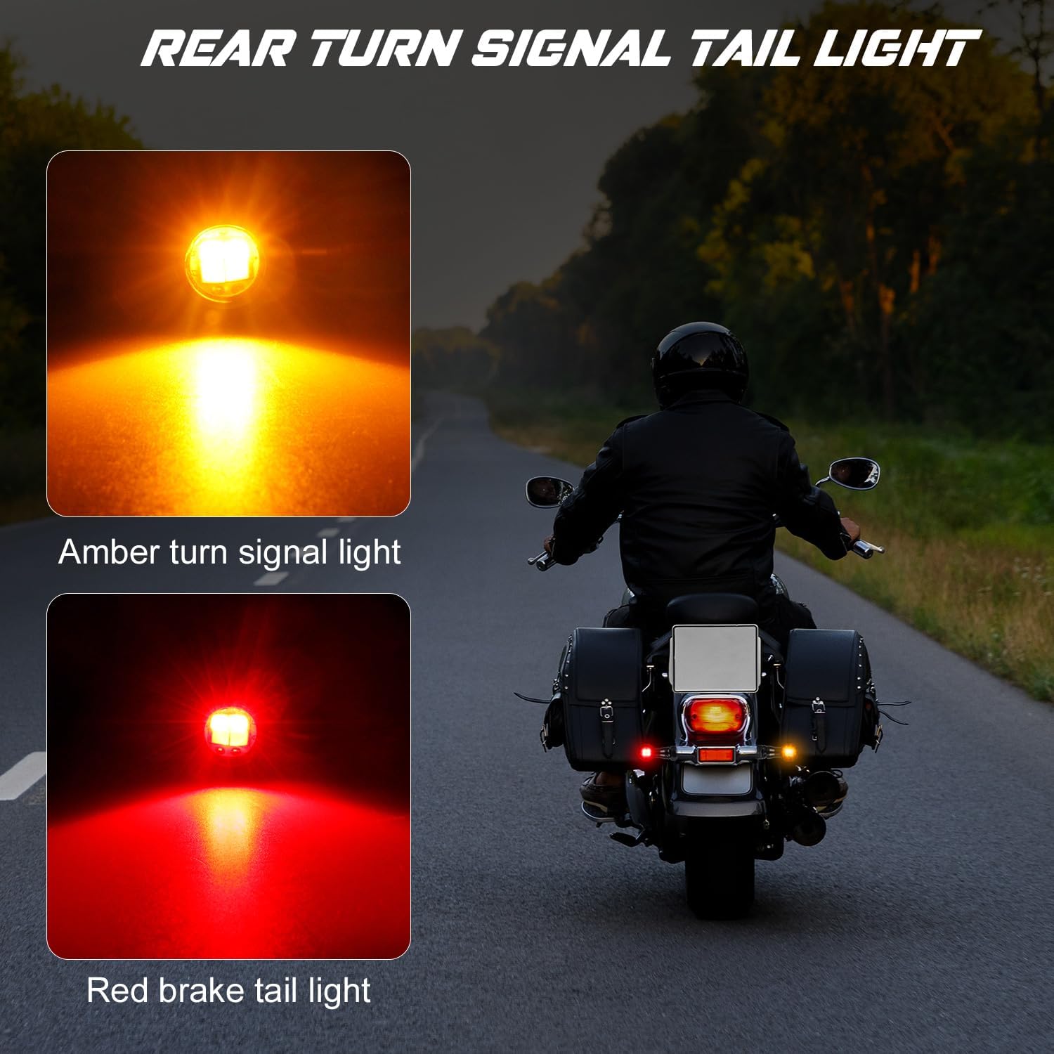 NTHREEAUTO Motorcycle LED Turn Signal Light, Universal Rear Turn Signals Mini Size Brake Tail Light Blinkers Compatible with Harley Honda Kawasaki Suzuki Triumph Yamaha