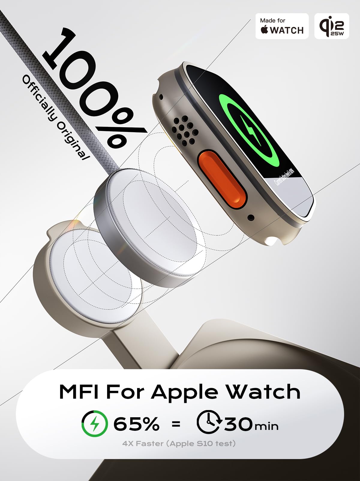 THREEKEY Cargador Qi2 3 en 1 para MagSafe, estación de carga inalámbrica de 25 W con módulo de Apple Watch certificado MFi para iPhone 17/16/15/14/13/12, AirPods, Pixel 10 Pro XL, adaptador de 45 W