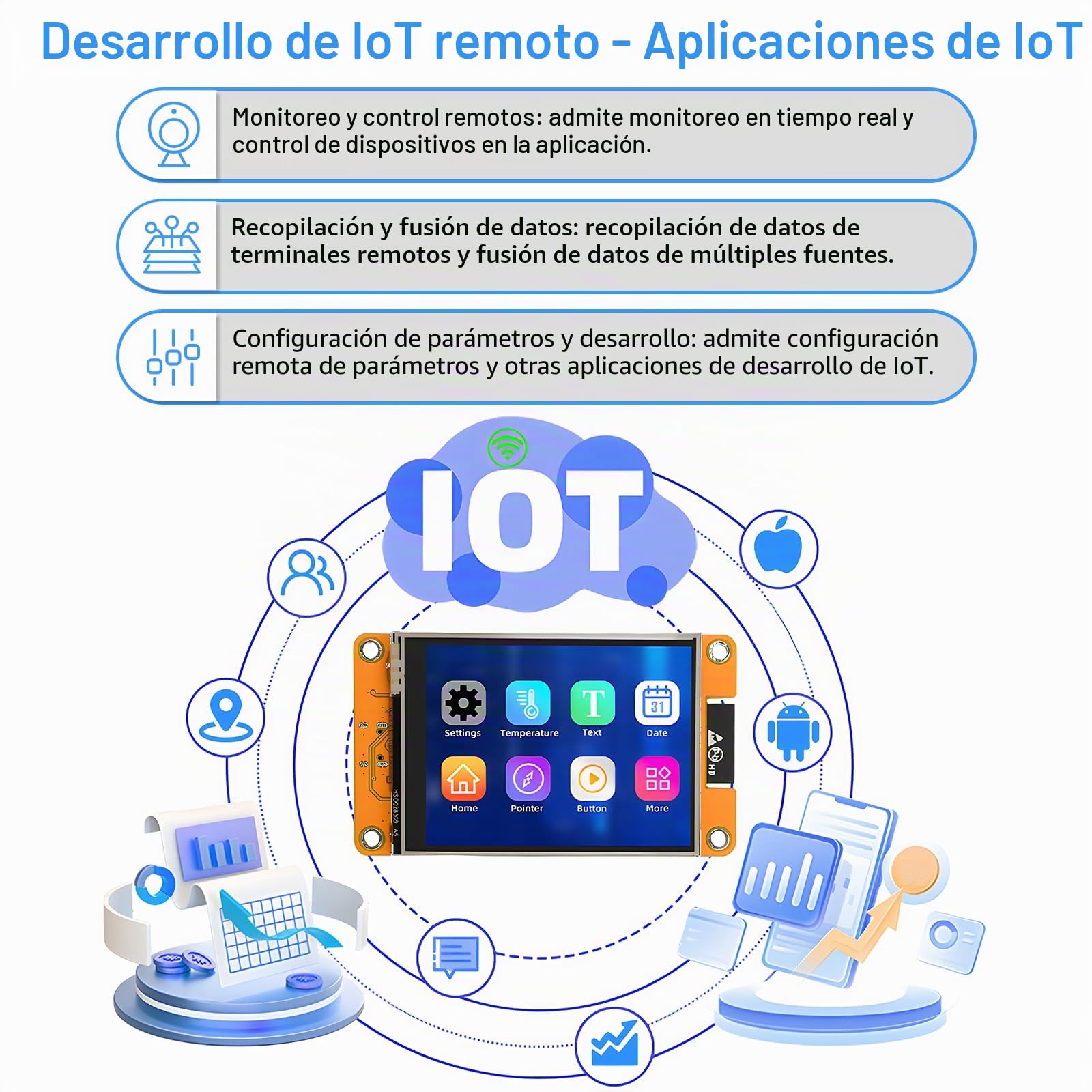 diymore Pantalla ESP32 de 3.2 Pulgadas, para Placa de Desarrollo ESP-32 WiFi Bluetooth, Controlador ST7789P3, Pantalla LCD de 240 x 320, módulo TFT Inteligente, Pantalla táctil, conectividad IoT de
