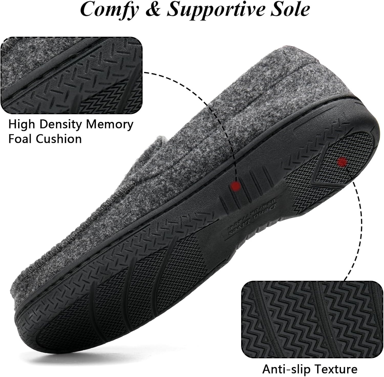 DL Men's Memory Foam Moccasin Slippers Breathable Moccasin Slippers Micro Wool House Shoes Anti-Slip Sole Indoor Outdoor