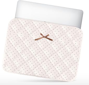 Cute Bow Laptop Sleeve 15.6 Inch for 15" MacBook Air, Puffy Quilted Laptop Case Computer Cover for 15" MacBook, Hp, Dell, Lenovo, Acer, Chromebook