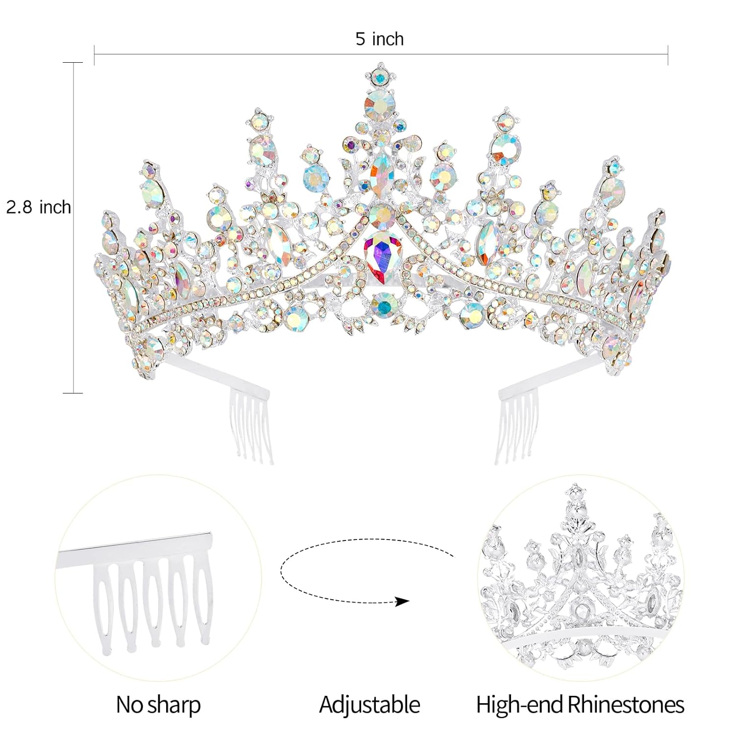VELSCRUN AB Silver Crystal Birthday Tiara Crowns for Women Girls It's My Birthday Sash Queen Girls Princess Crown with Combs Happy Birth Party Decorations Mom Sisters Birth Gift Hair Accessories - Image 6