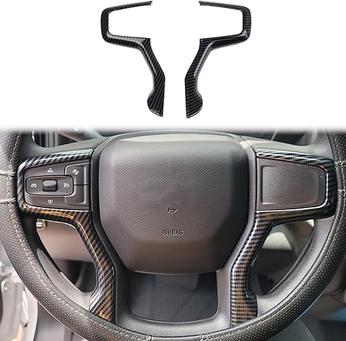 Funda de volante de fibra de carbono, accesorios para Chevy Silverado Blazer 2019-2025 Tahoe Suburban 2021-2024 (borde lateral)