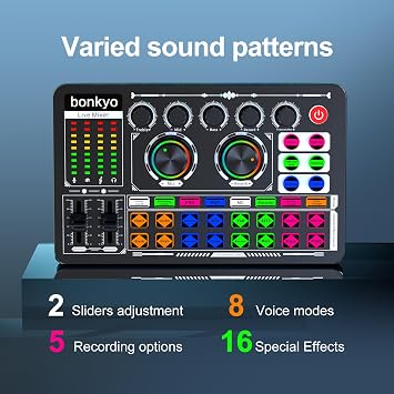 Professional Audio Mixer, F999 Live Sound Card With Dj Mixer For Streaming/Podcasting/Gaming, Professional Studio Equipment