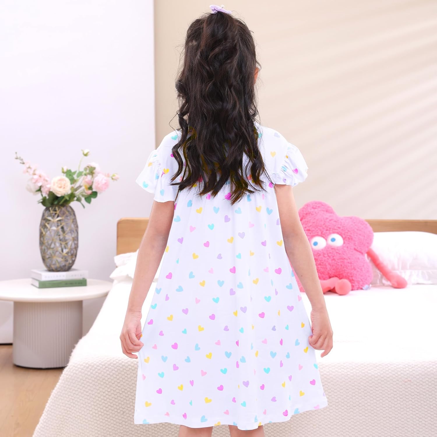 ICOSY Matching Doll & Girls Nightgowns Clothes Girls Pajamas Sleepwear Outfit for Kids and 18" Girl Doll - Image 3