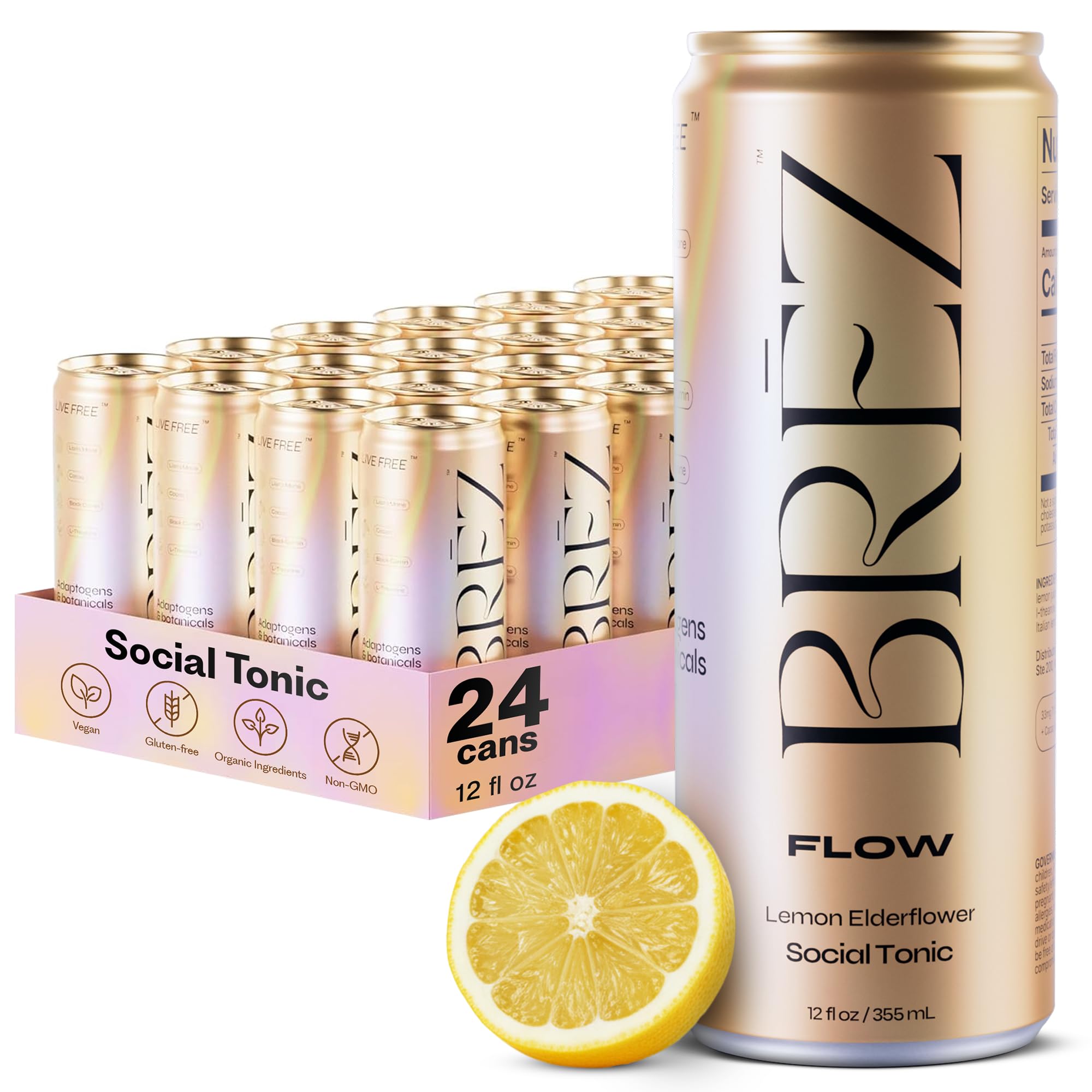 Amazon.com: BRĒZ FLOW Lion's Mane Mushroom Drink 24 Pack, Lemon