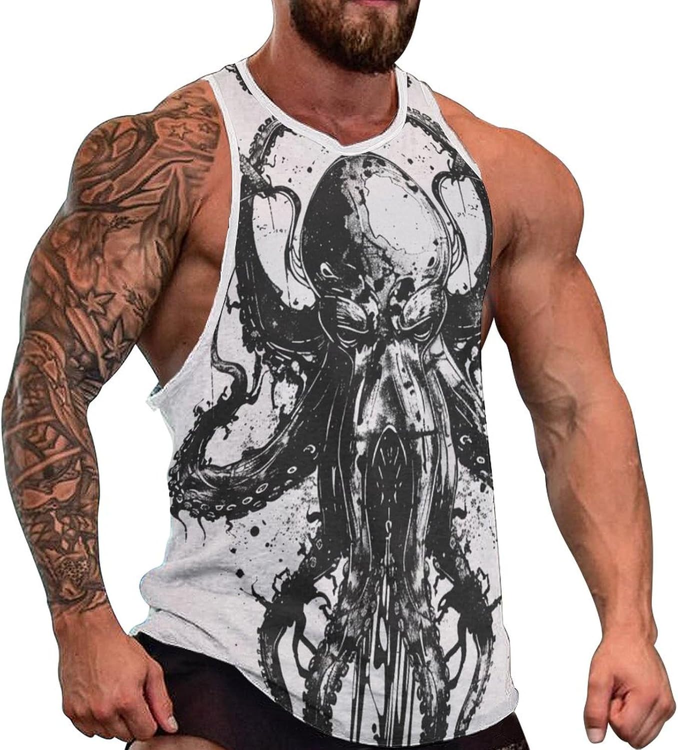 Men's Graphic Tank Tops Funny Printed Sleeveless Crewneck Tees Casual Workout Breathable Summer Tank Top