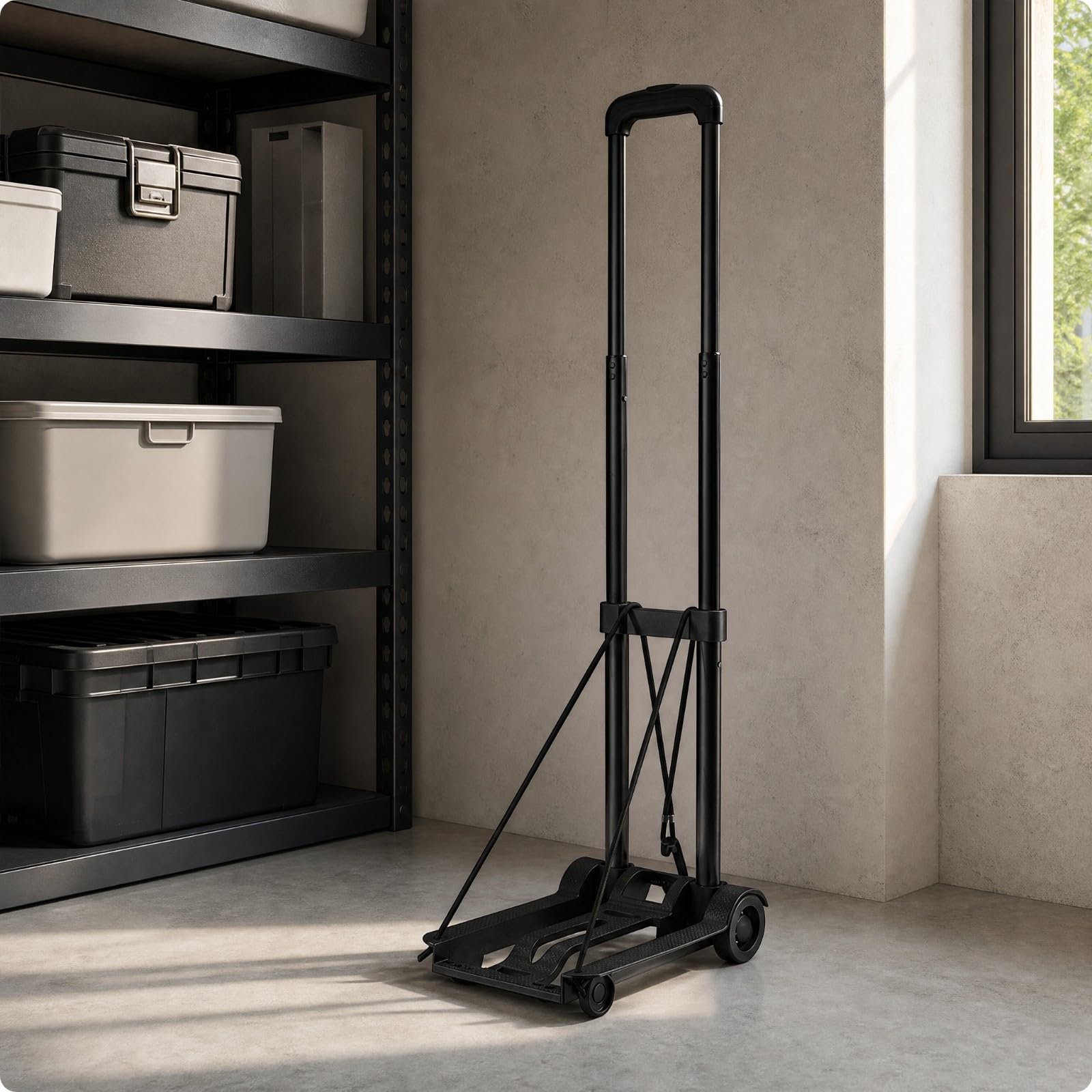 Carrellino Portapacchi Pieghevole Leggero Carrello Portatutto Pieghevole Profilo Basso Carrello con Maniglia Telescopica per Casa