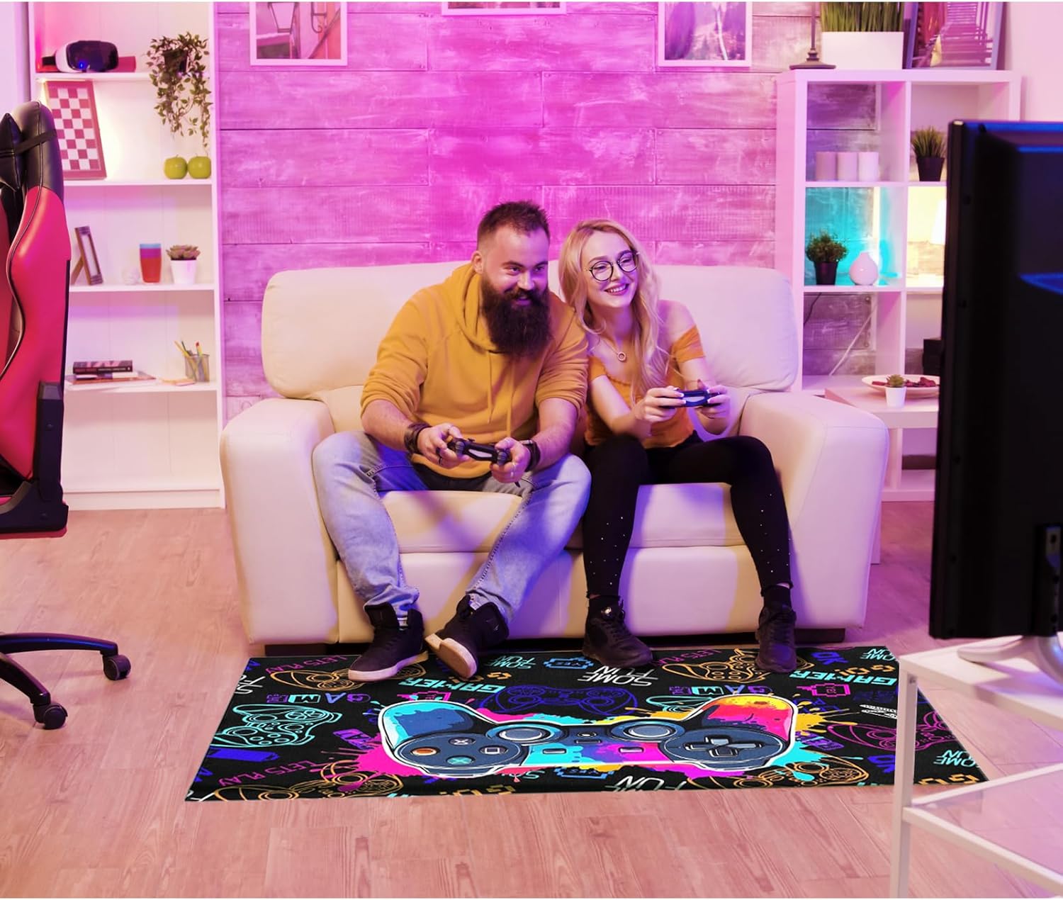 Gaming Chair Mat for Hardwood Floor 48"X 60" Office Rugs for Game Rolling Mats for Chair Gamer Computer Desk Chair Non-Slip Protector Mats for Hard Floor & Tile Floor Decor