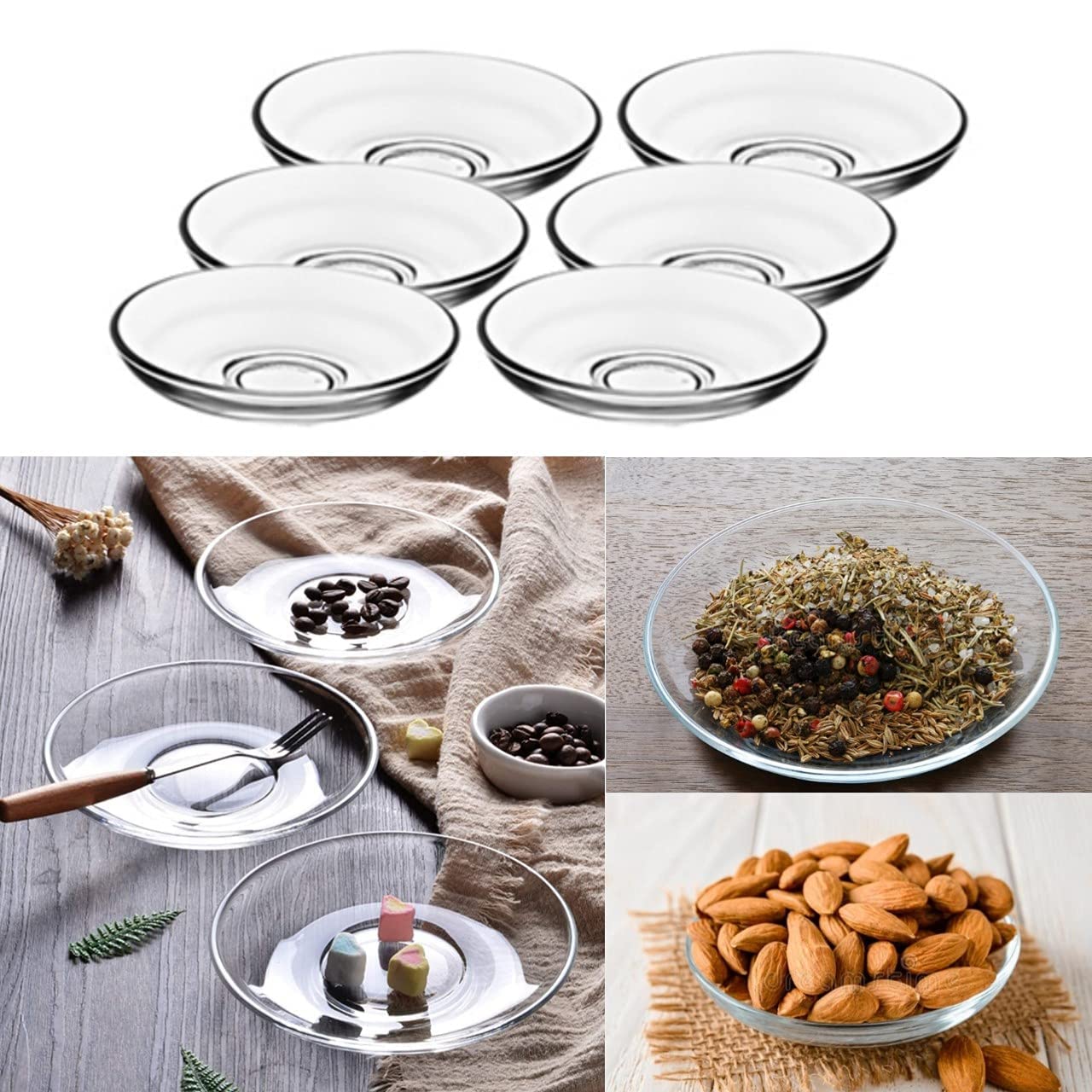 WEZOSHINET Clear Glass Plate Saucers (Without Cup), Safe in Microwave, Great for Servicing Cookies, Snacks, Fruits, Coffee, and Tea Cups, Housewarming Idea (Set of 6, 100ML)-image-31