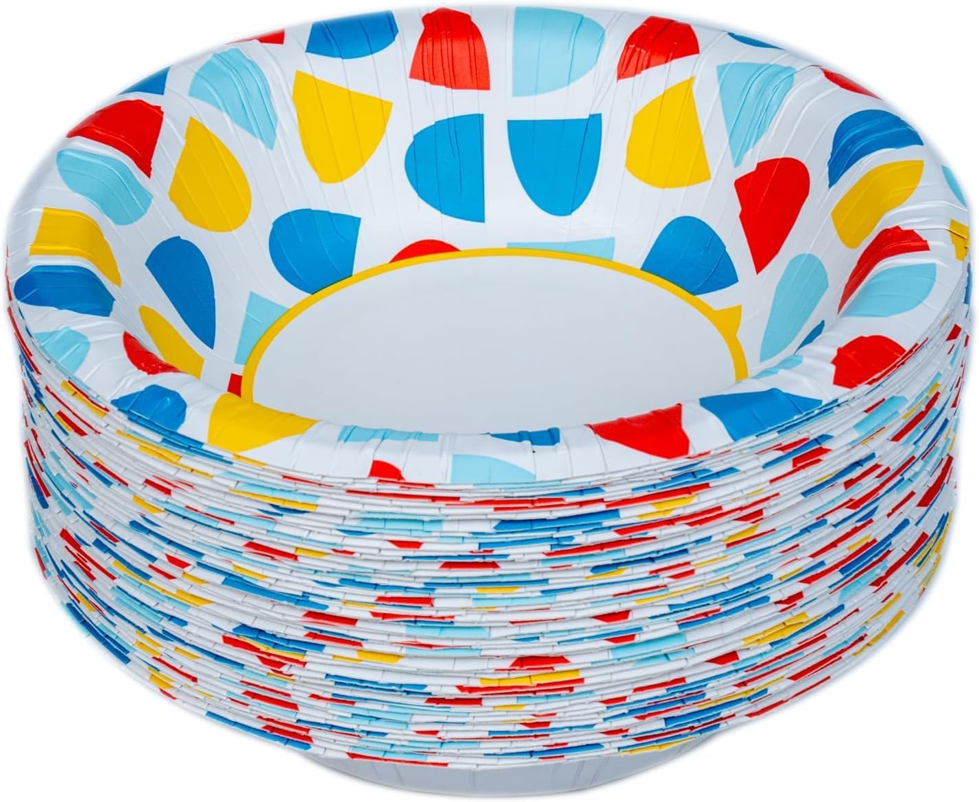 Glad Round Disposable Paper Bowls, Semiellipse Abstract Design - Heavy Duty, Soak Proof, Cut-Resistant, Microwavable Bowl for All Foods & Daily Use, 16 Oz, 50 Count - 6 Count