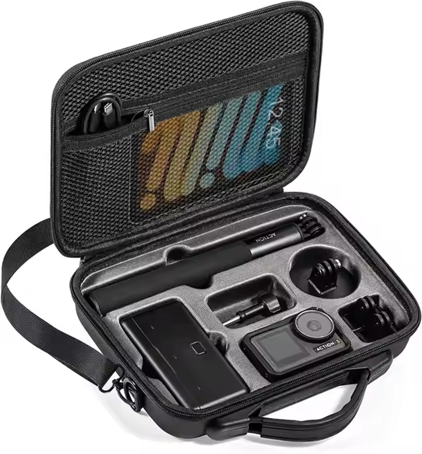 M.G.R.J® Travel Portable Bag Compatible for DJI Osmo Action 5 Pro / 4/3 Camera & Adventure Combo Accessories Carrying Case (Hard|EVA|Black)-picture-15