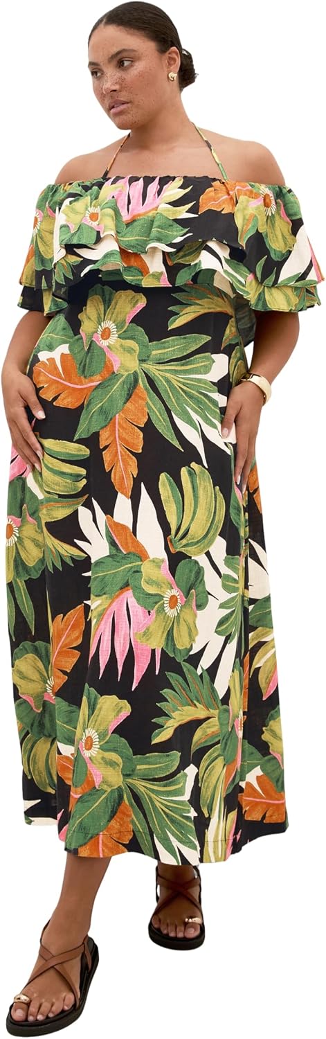 City Chic Plus Size Dress - Paradiso Print Maxi