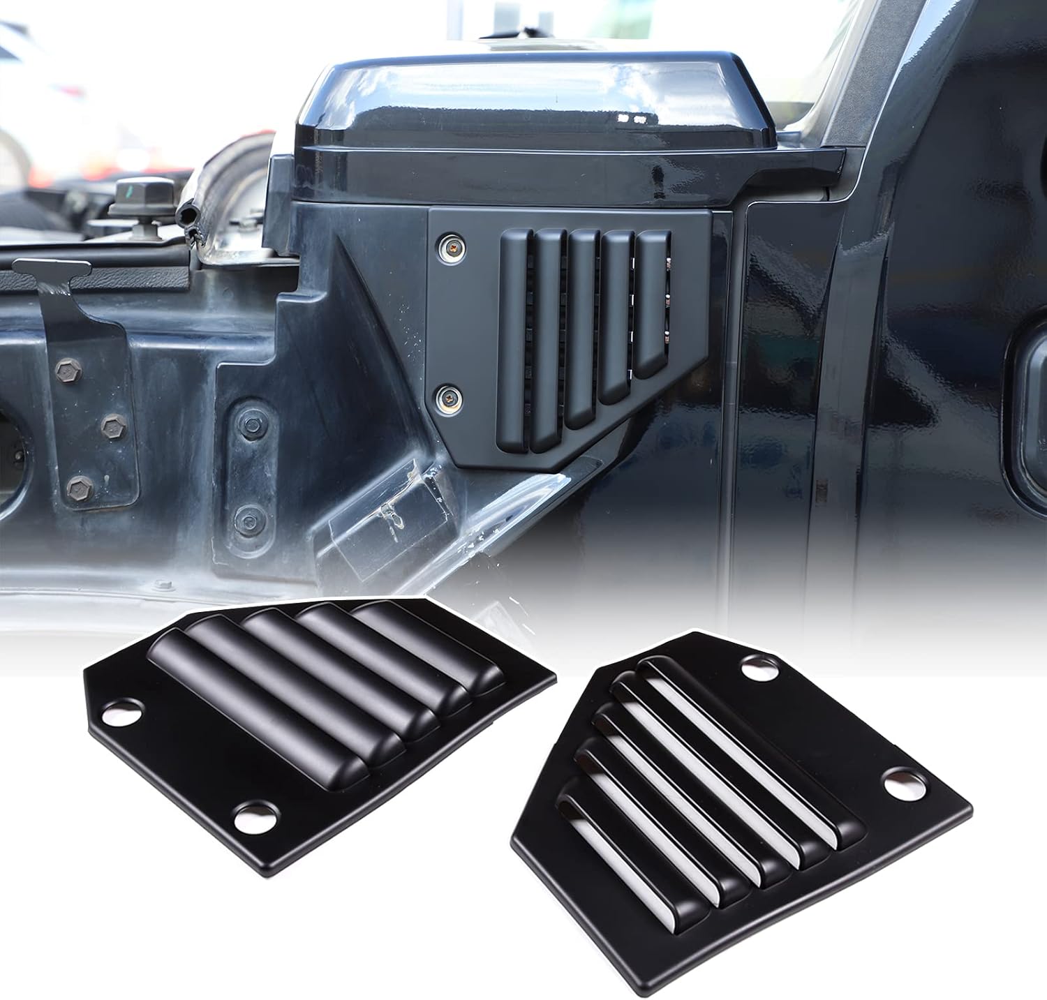 Hood Side Air Vent Trim Covers Fit for Hummer H2 2003-2009, Engine Side Air Vent Grilles Cover, Car Exterior Hood Side Air Vent Trim Cover (Matte Black)
