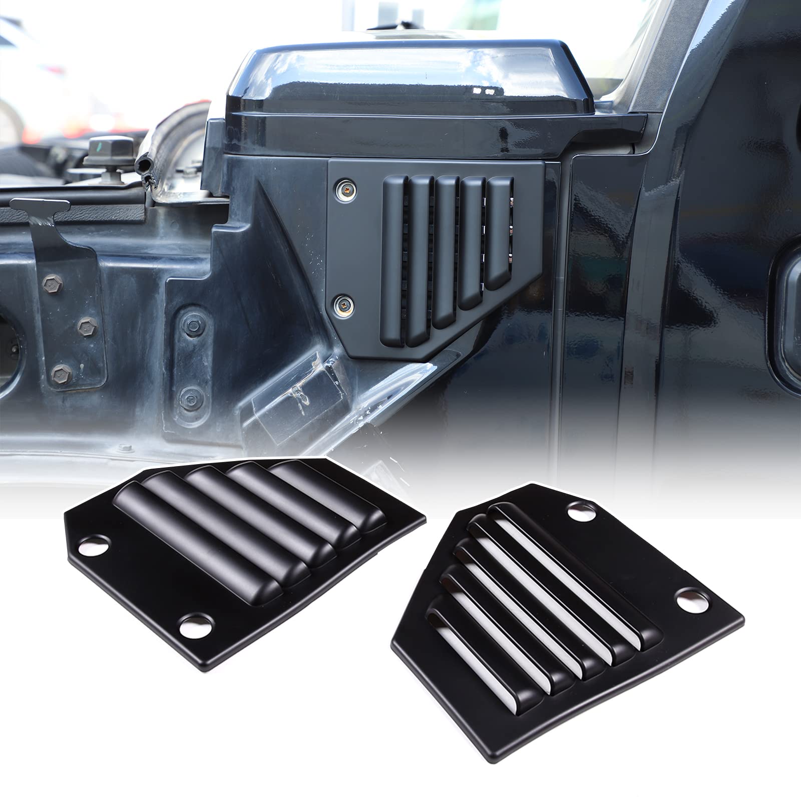 Qiosreui Hood Side Air Vent Trim Covers Fit for Hummer H2 2003-2009, Engine Side Air Vent Grilles Cover, Car Exterior Hood Side Air Vent Trim Cover (Matte Black)