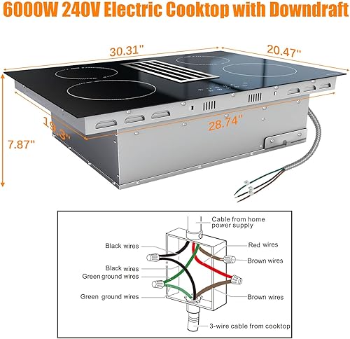 Vista 71 de Noxton Placa de cocina de cerámica, 4 quemadores incorporados, estufa eléctrica, cocina eléctrica con control táctil, temporizador de bloqueo