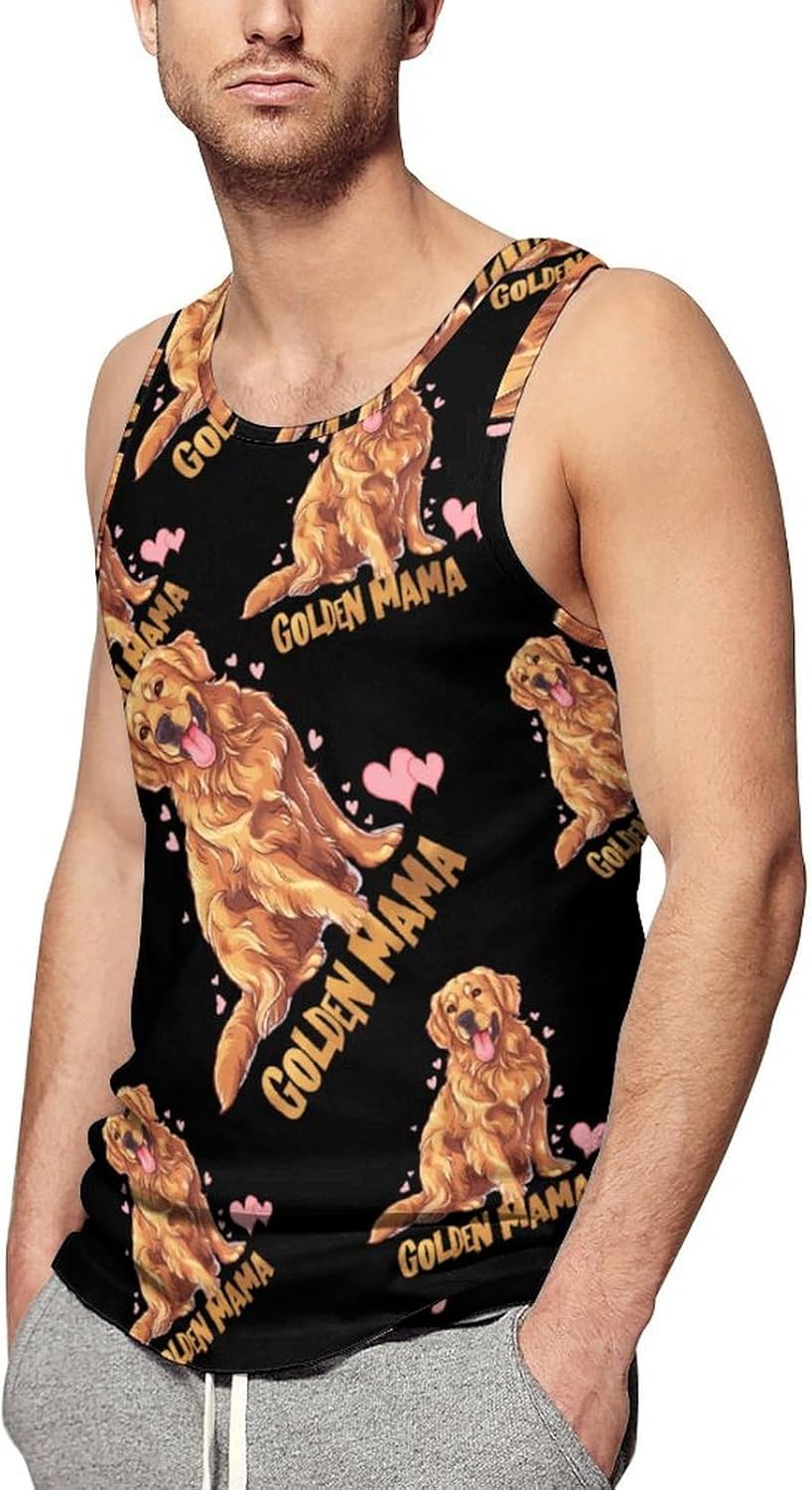 Retriever Dog Mama Men's Tank Top Sleeveless Muscle Shirts Vest Beach T Shirts for Workout Gym