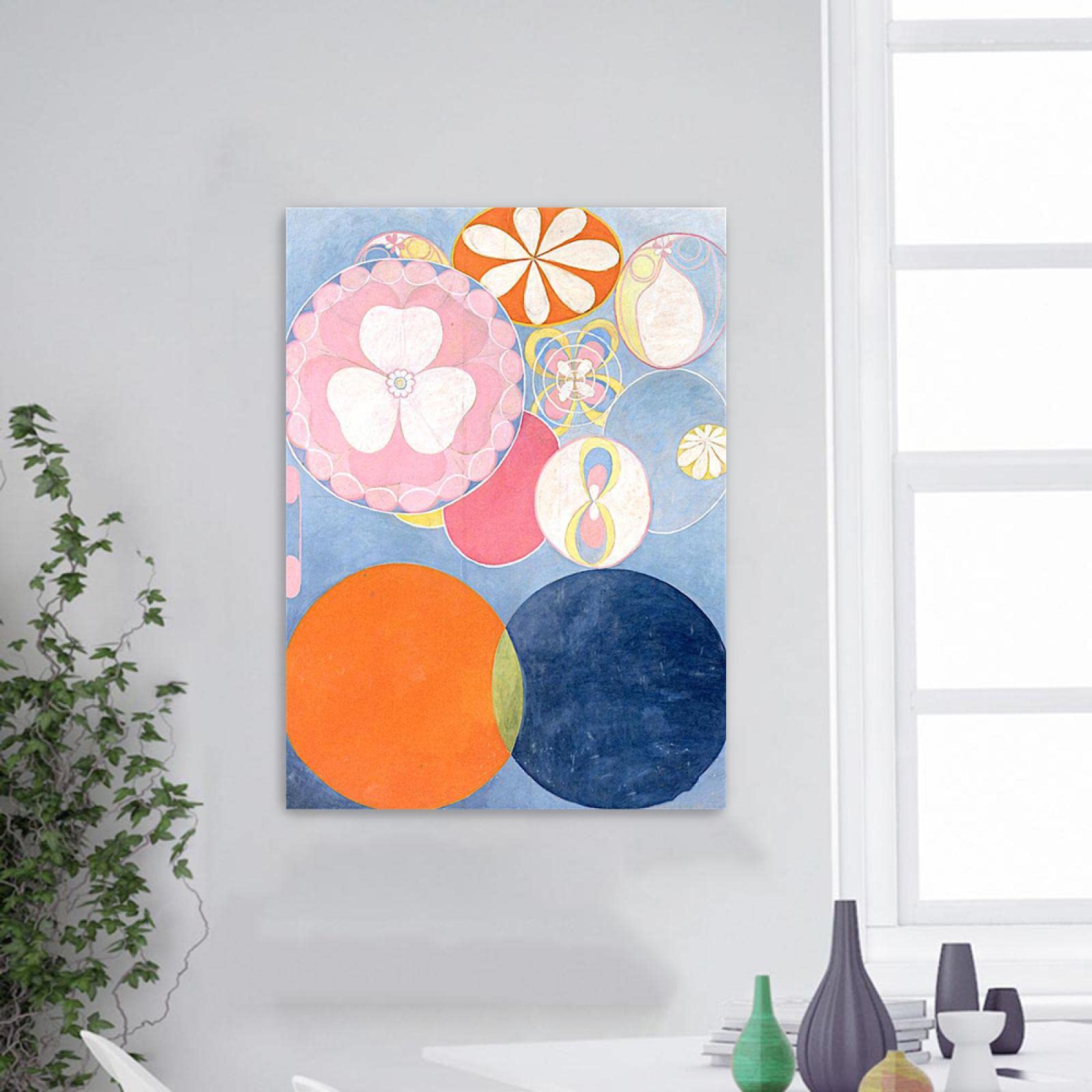 JZSDGB Hilma af Klint Wydruki na płótnie i plakat słynny obraz abstrakcyjna sztuka ścienna 'The Ten Largest, nr 02' reprodukcje na płótnie - drewno oprawione i gotowe do powieszenia obrazy do dekoracji domu 30 x 42 cm